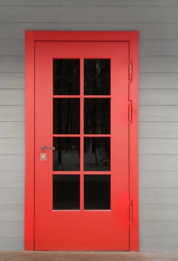 Красная остекленная дверь Красная остекленная дверь