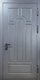 Металлическая дверь для квартиры с отделкой из панелей МДФ RAL серого цвета