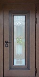 Стальная термодверь с витражным остеклением (отделка панелями МДФ)