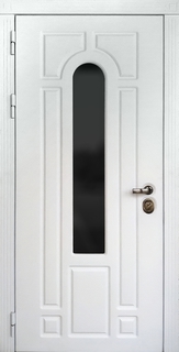 Белая металлическая термодверь со стеклопакетом (МДФ RAL)